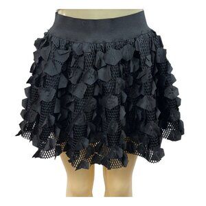 Jis Collections Women’s Black Skirt Ruffled Mini Skirt Sz M,